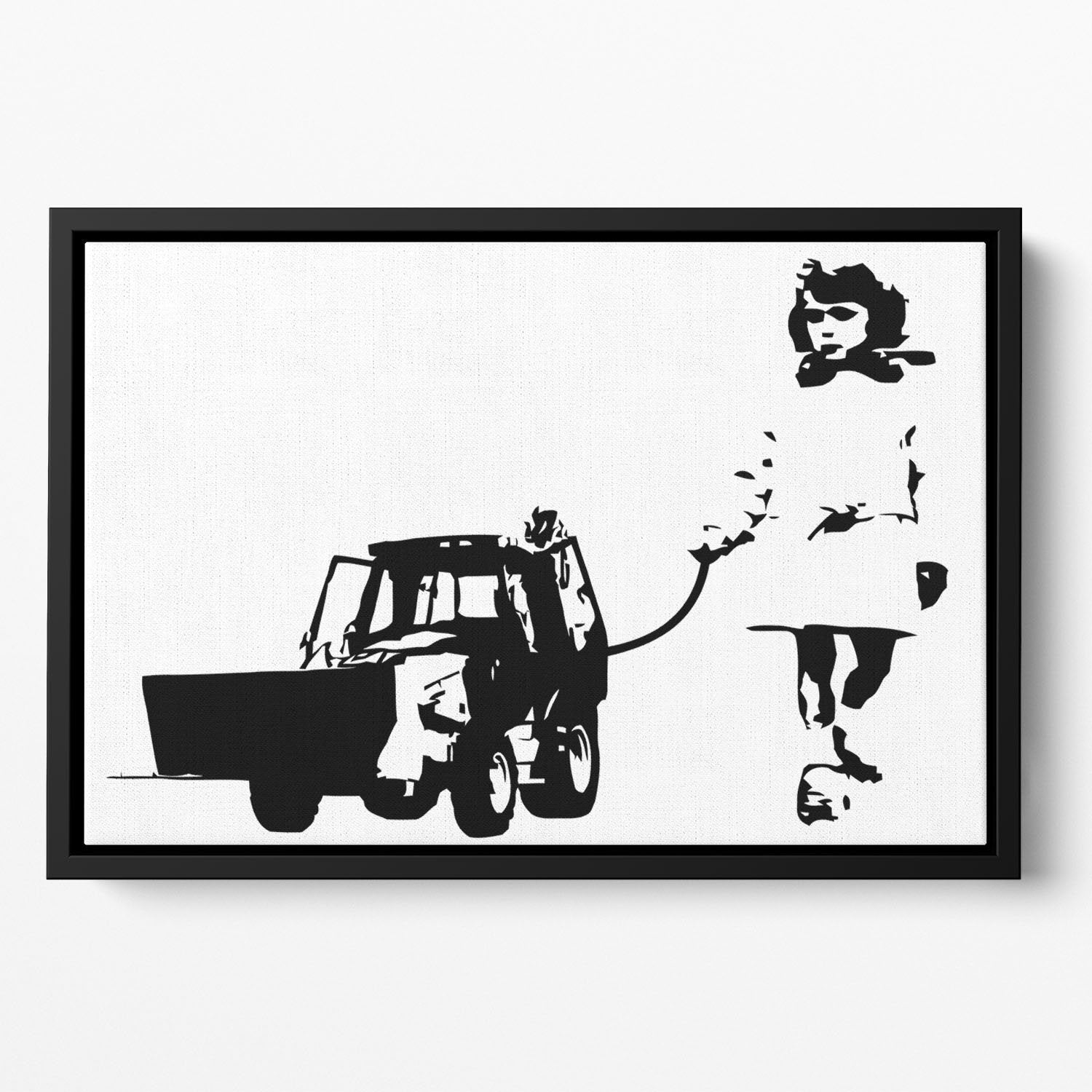 Banksy Walking The Cat Floating Framed Canvas