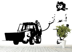Banksy Walking The Cat Wall Mural Wallpaper - Canvas Art Rocks - 4