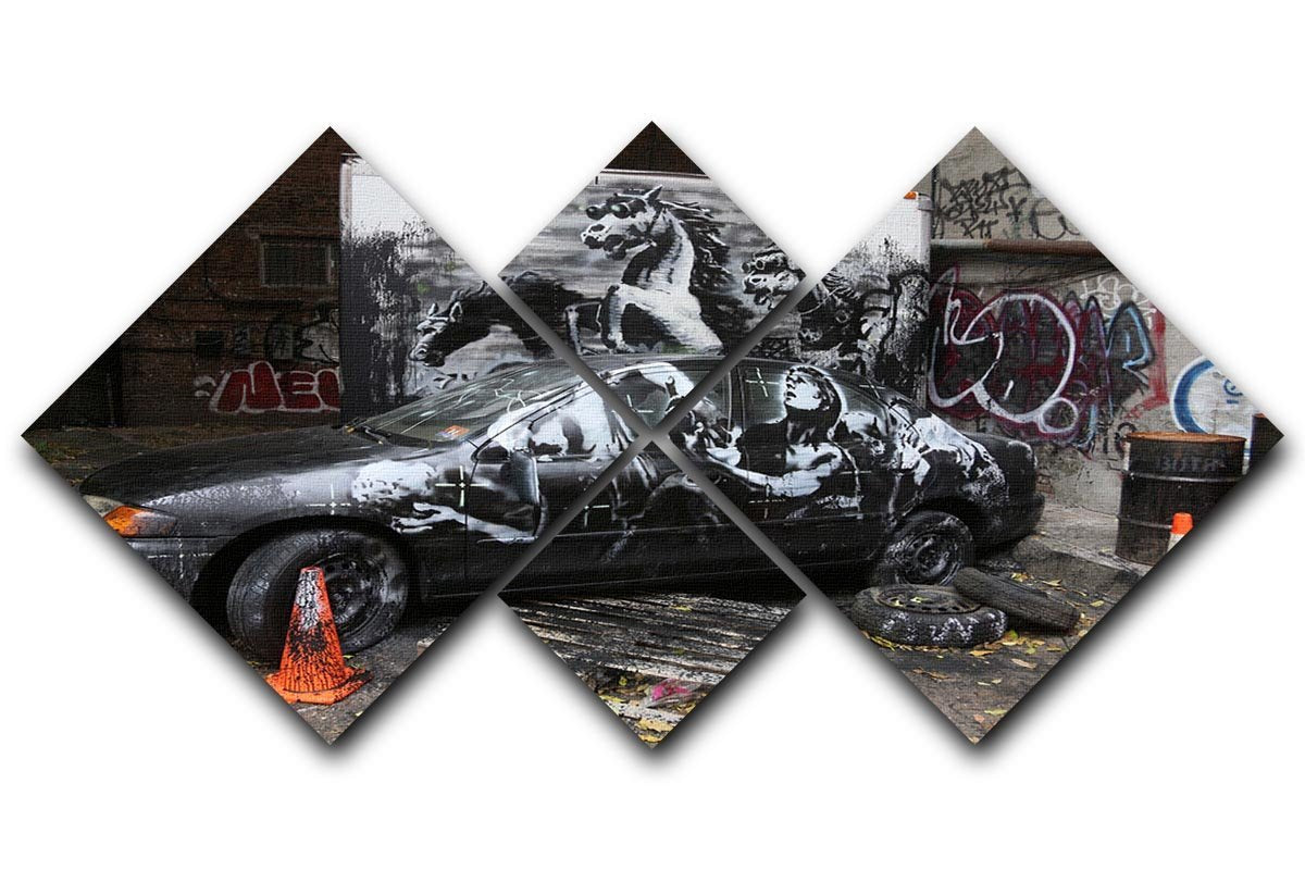 Banksy War Horse 4 Square Multi Panel Canvas  - Canvas Art Rocks - 1