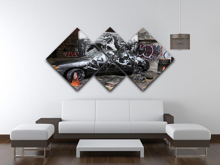 Banksy War Horse 4 Square Multi Panel Canvas - Canvas Art Rocks - 3