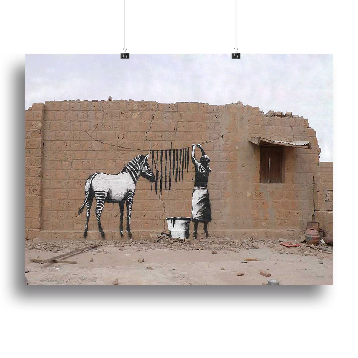 Banksy Washing Zebra Stripes Canvas Print or Poster