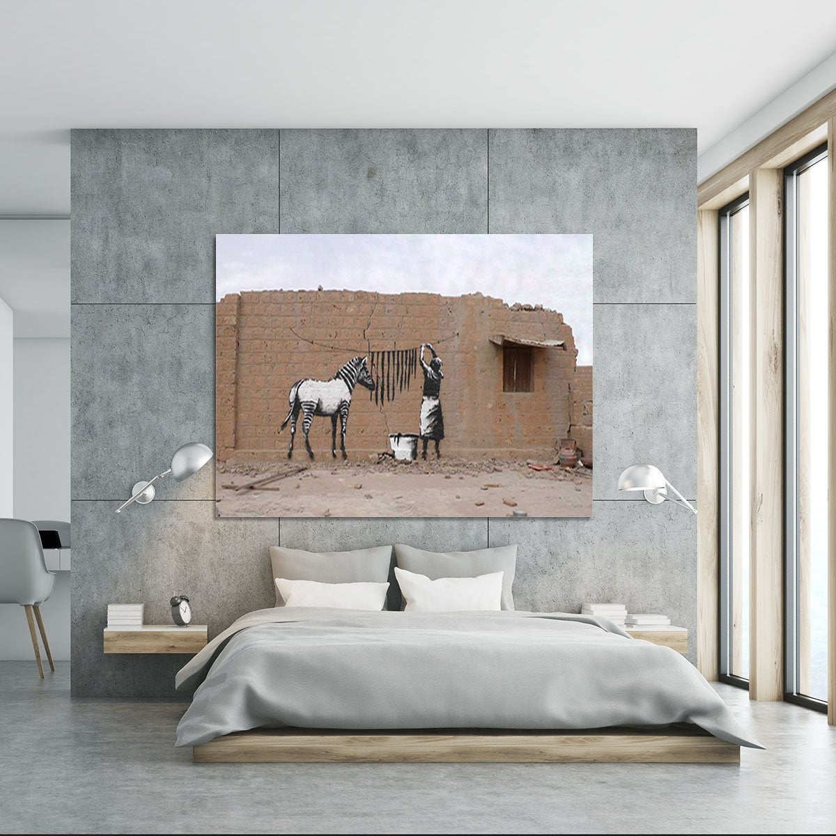 Banksy Washing Zebra Stripes Canvas Print or Poster