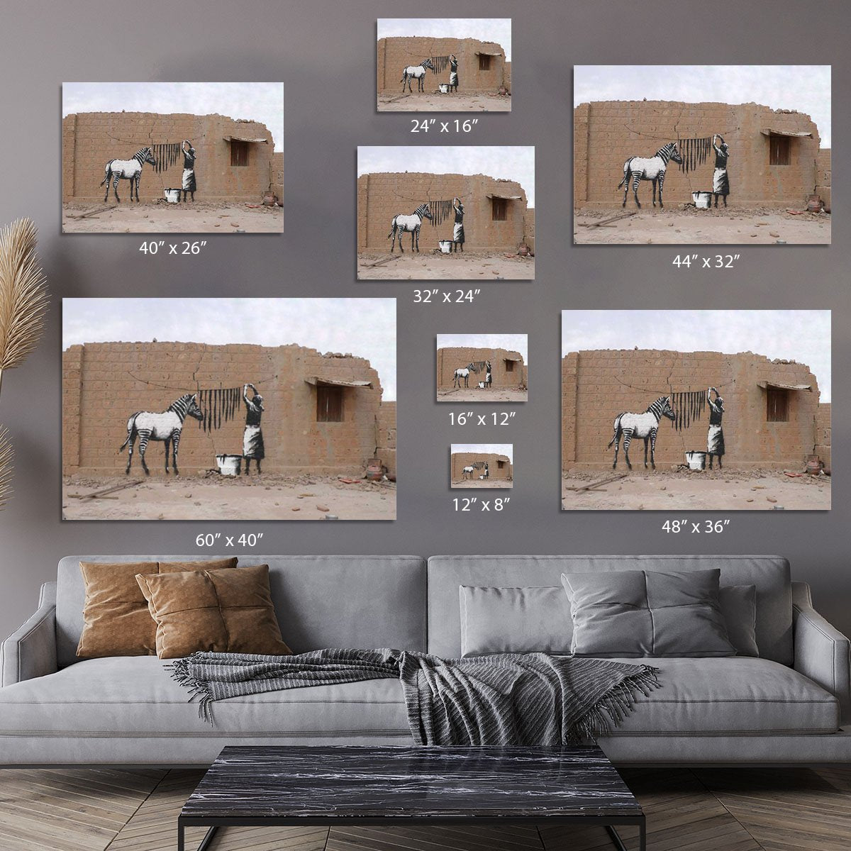 Banksy Washing Zebra Stripes Canvas Print or Poster