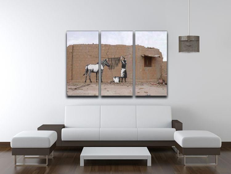 Banksy Washing Zebra Stripes 3 Split Canvas Print - Canvas Art Rocks