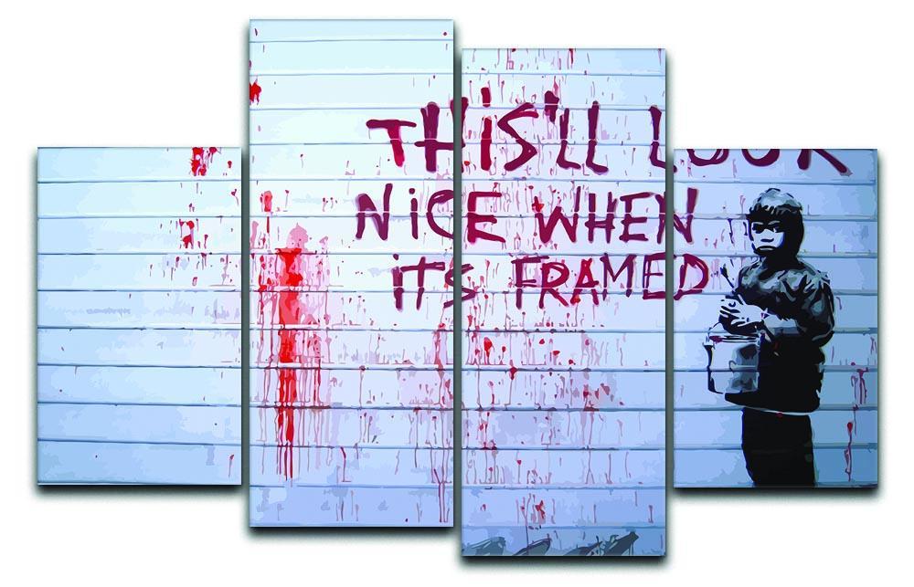 Banksy When Its Framed 4 Split Panel Canvas  - Canvas Art Rocks - 1