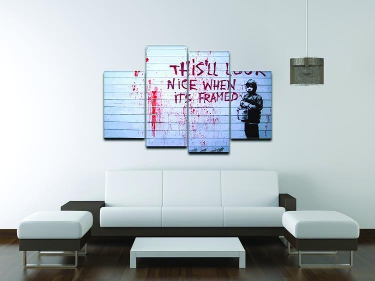 Banksy When Its Framed 4 Split Panel Canvas - Canvas Art Rocks - 3