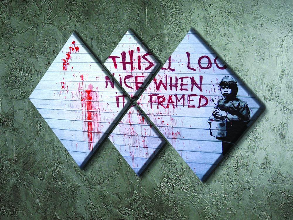 Banksy When Its Framed 4 Square Multi Panel Canvas - Canvas Art Rocks - 2