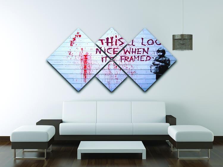 Banksy When Its Framed 4 Square Multi Panel Canvas - Canvas Art Rocks - 3