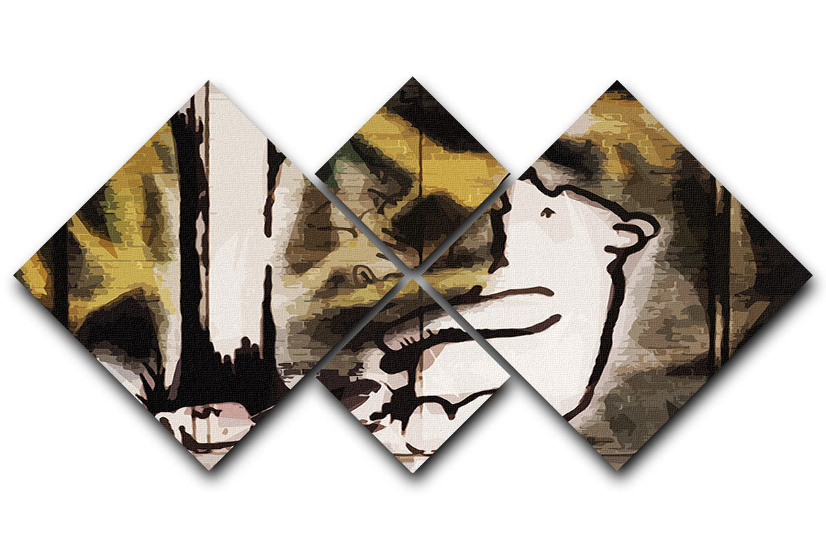 Banksy Winnie the Pooh Bear Trap 4 Square Multi Panel Canvas - Canvas Art Rocks - 1