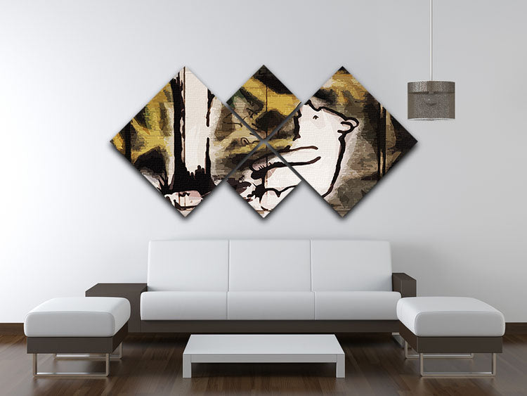 Banksy Winnie the Pooh Bear Trap 4 Square Multi Panel Canvas - Canvas Art Rocks - 3