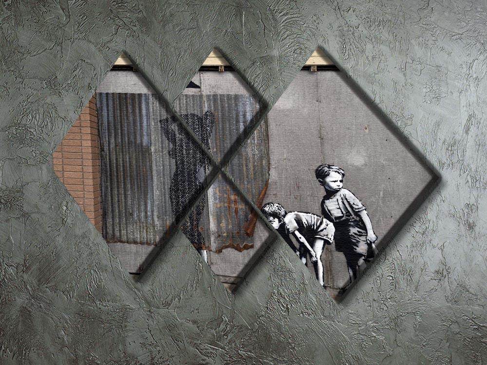 Banksy Woman In Shower 4 Square Multi Panel Canvas - Canvas Art Rocks - 2