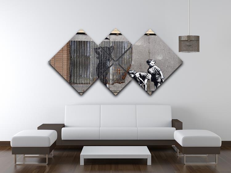 Banksy Woman In Shower 4 Square Multi Panel Canvas - Canvas Art Rocks - 3