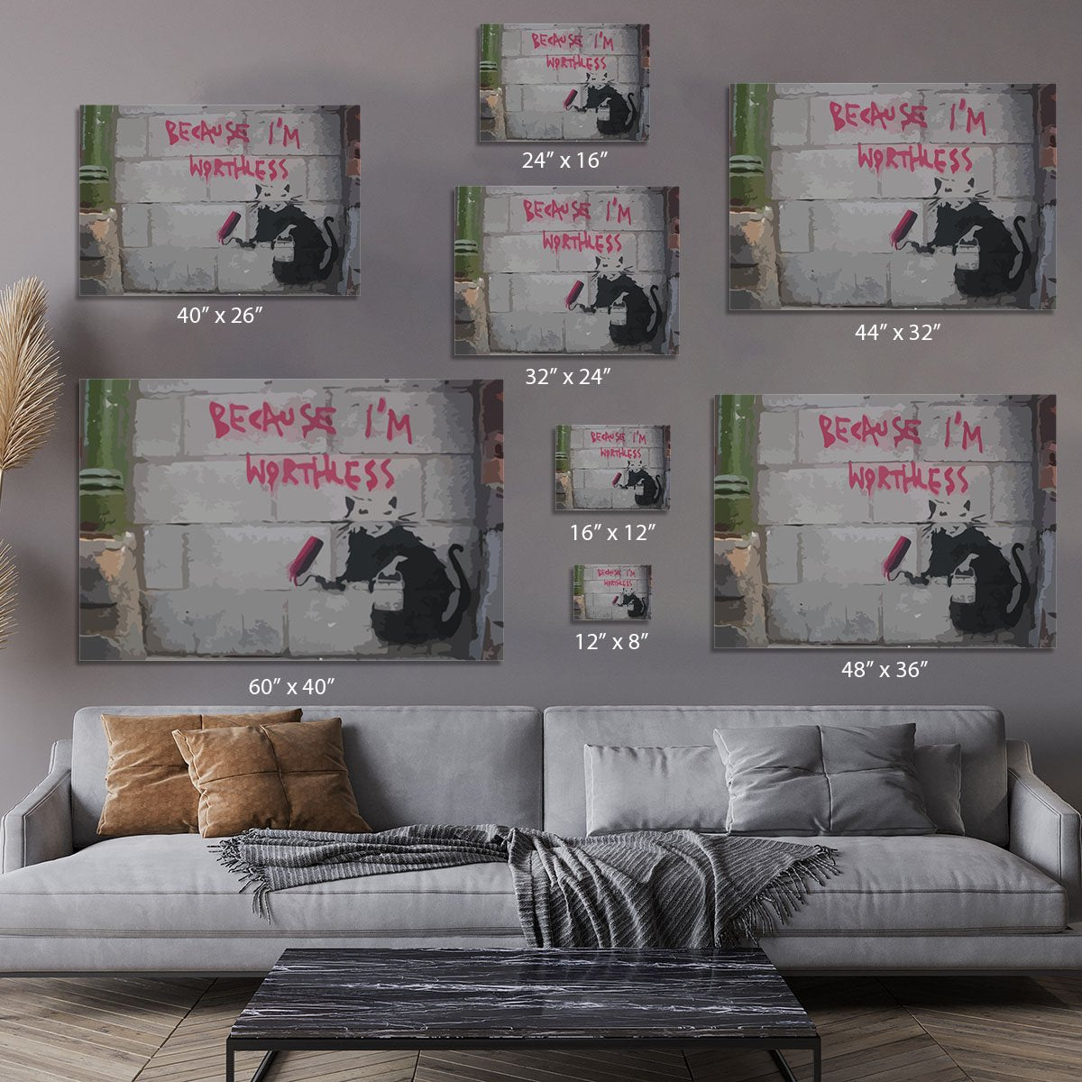 Banksy Worthless Rat Canvas Print or Poster