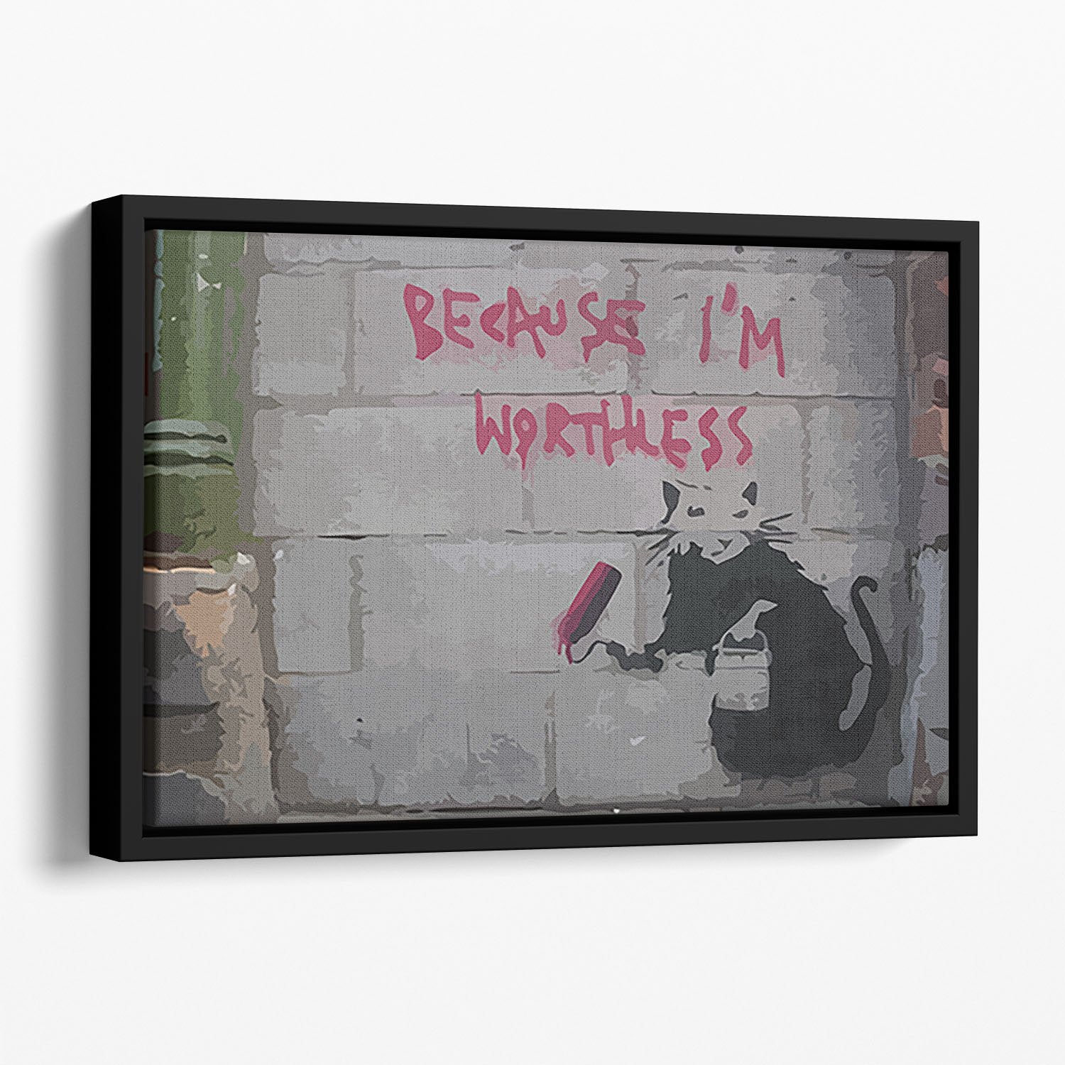 Banksy Worthless Rat Floating Framed Canvas