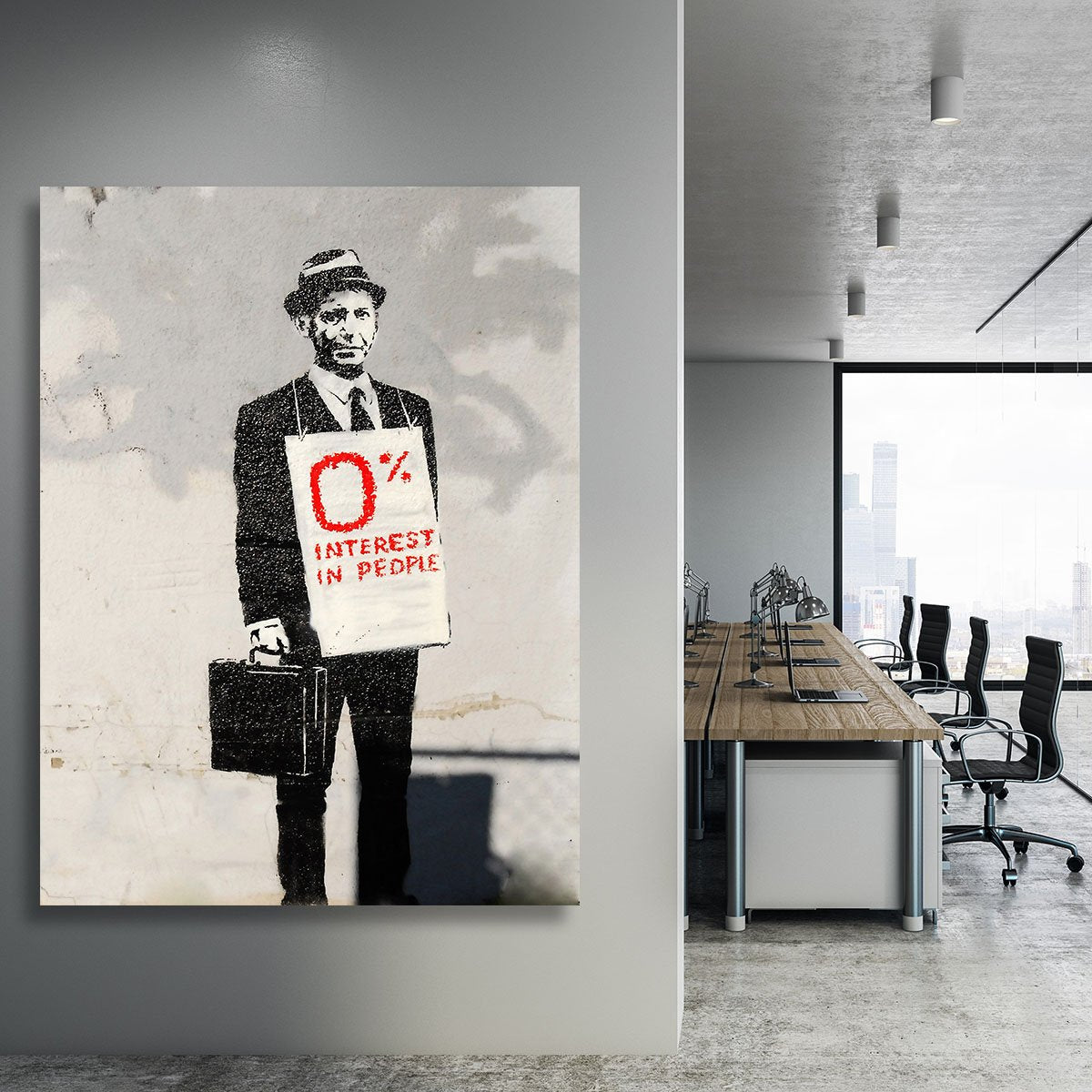 Banksy Zero Per Cent Interest in People Canvas Print or Poster