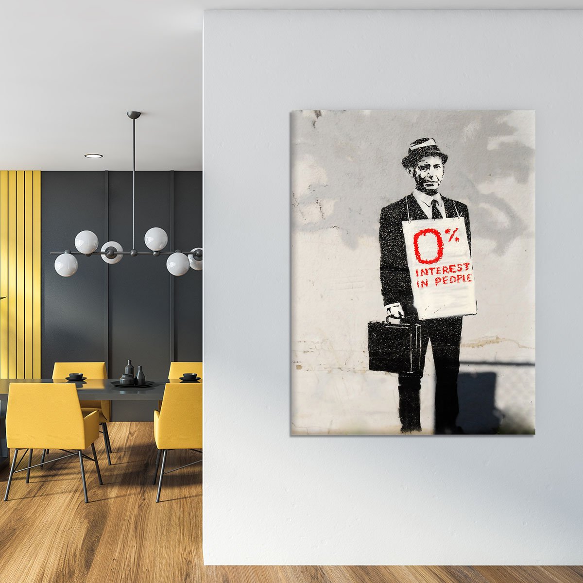 Banksy Zero Per Cent Interest in People Canvas Print or Poster