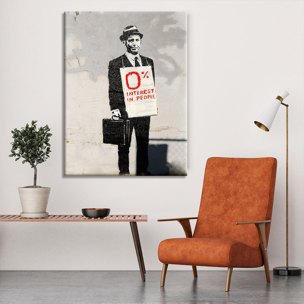 Banksy Zero Per Cent Interest in People Canvas Print or Poster