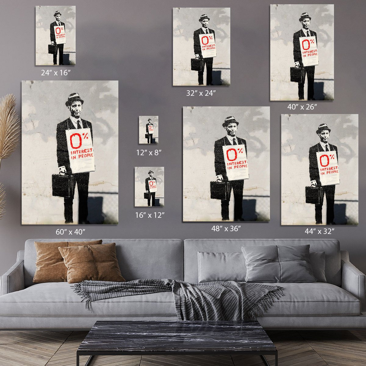 Banksy Zero Per Cent Interest in People Canvas Print or Poster