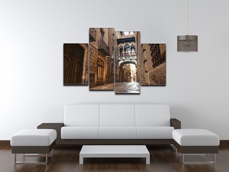 Barcelona Gothic quarter Carrer del Bisbe 4 Split Panel Canvas  - Canvas Art Rocks - 3