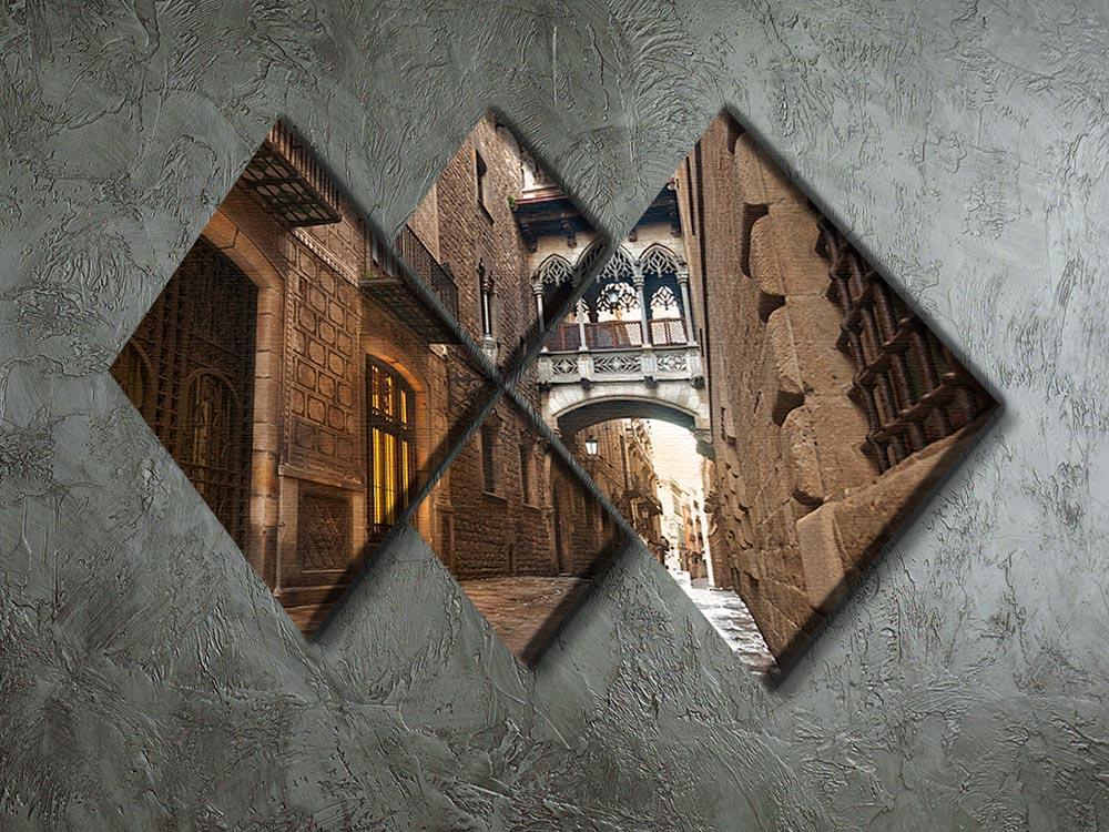 Barcelona Gothic quarter Carrer del Bisbe 4 Square Multi Panel Canvas  - Canvas Art Rocks - 2