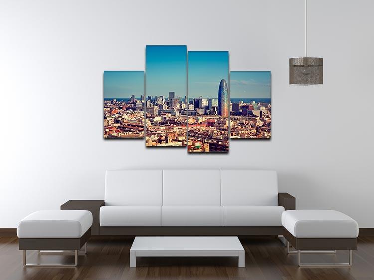 Barcelona skyline with skyscrapers 4 Split Panel Canvas  - Canvas Art Rocks - 3