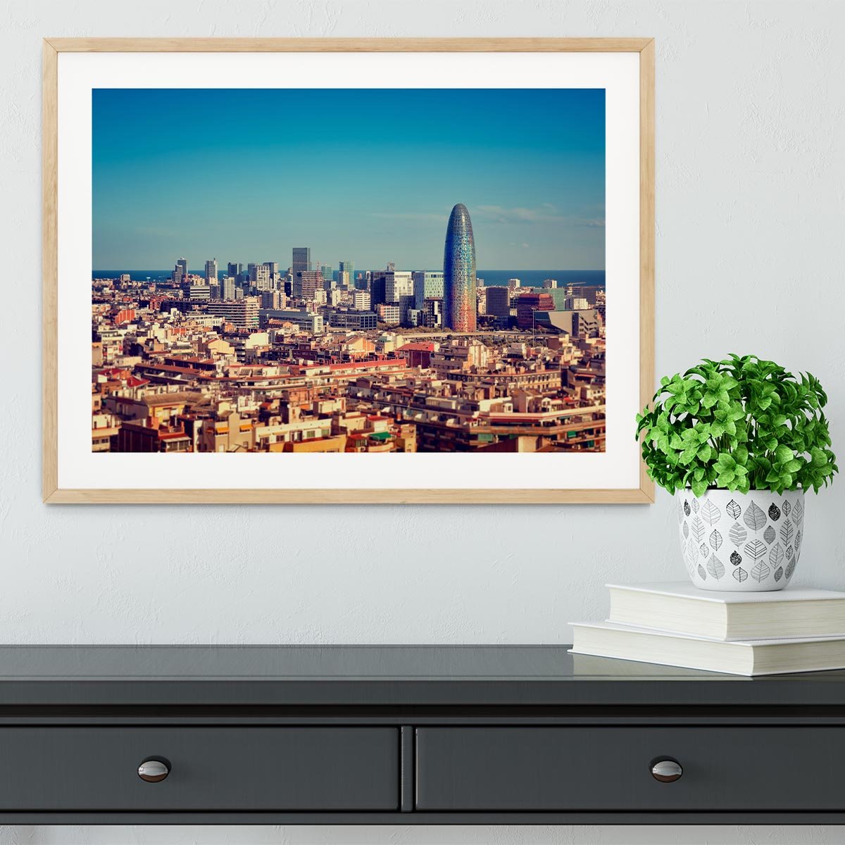 Barcelona skyline with skyscrapers Framed Print - Canvas Art Rocks - 3