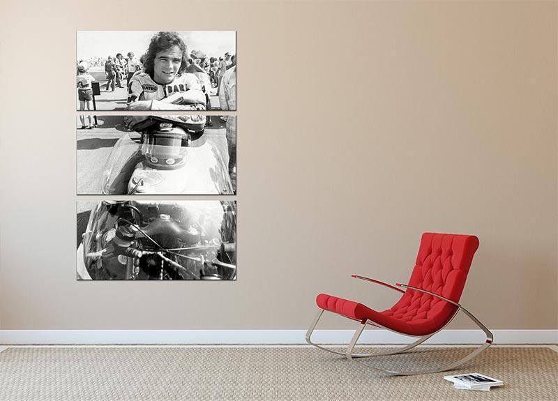 Barry Sheene motorcycle racing champion 3 Split Panel Canvas Print - Canvas Art Rocks - 2