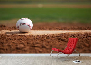 Baseball on the Pitchers Mound Wall Mural Wallpaper - Canvas Art Rocks - 2