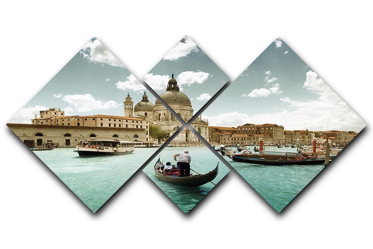 Basilica Santa Maria della Salute sunny day 4 Square Multi Panel Canvas  - Canvas Art Rocks - 1