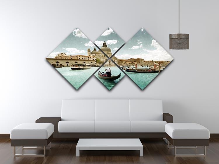 Basilica Santa Maria della Salute sunny day 4 Square Multi Panel Canvas  - Canvas Art Rocks - 3