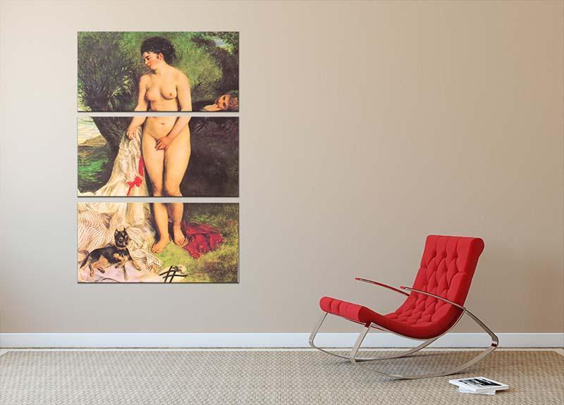 Bather with a Terrier by Renoir 3 Split Panel Canvas Print - Canvas Art Rocks - 2