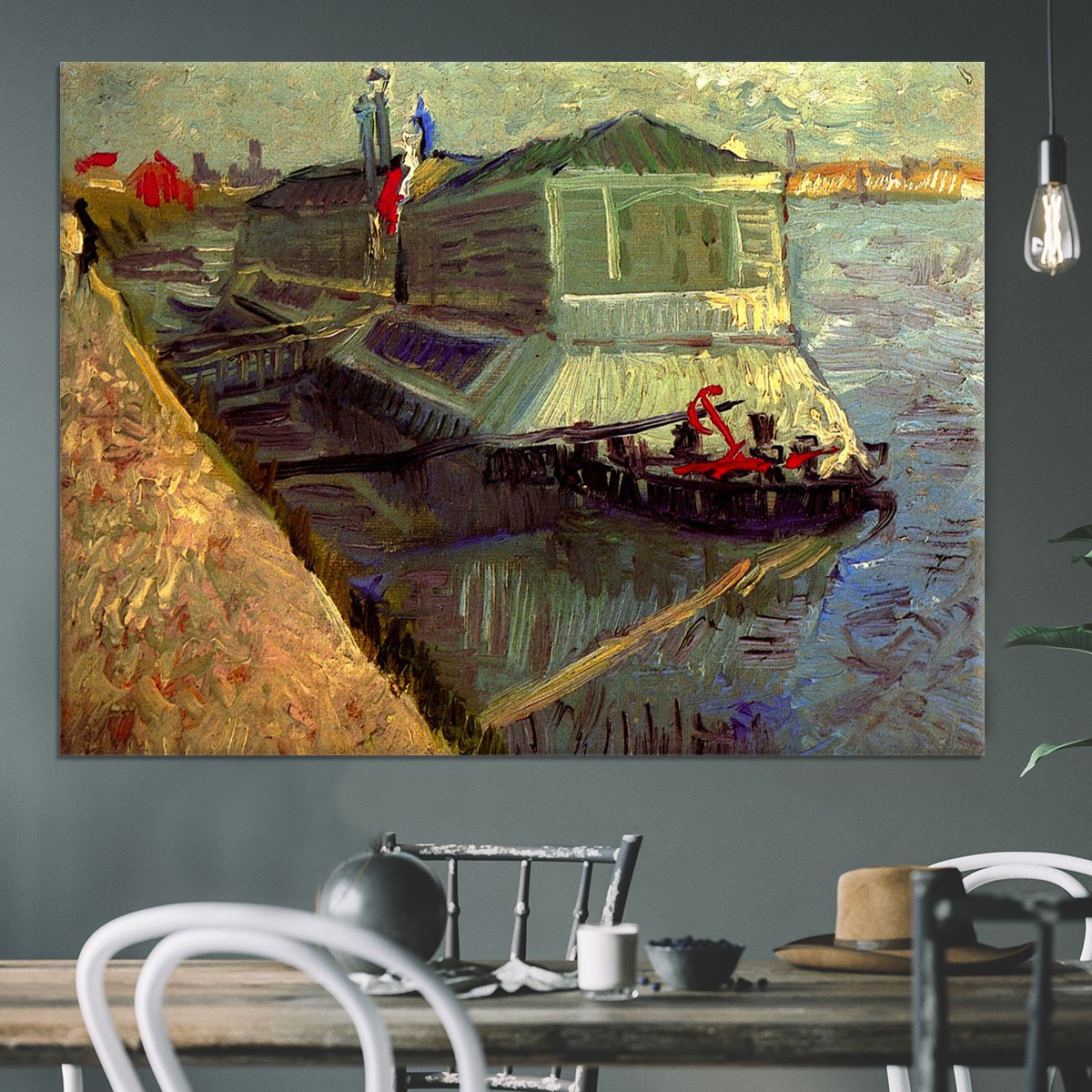 Bathing Float on the Seine at Asniere by Van Gogh Canvas Print or Poster