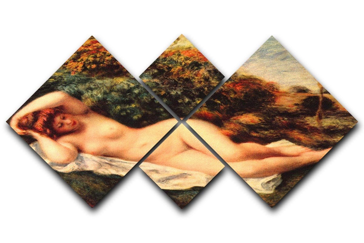 Bathing sleeping the baker by Renoir 4 Square Multi Panel Canvas  - Canvas Art Rocks - 1