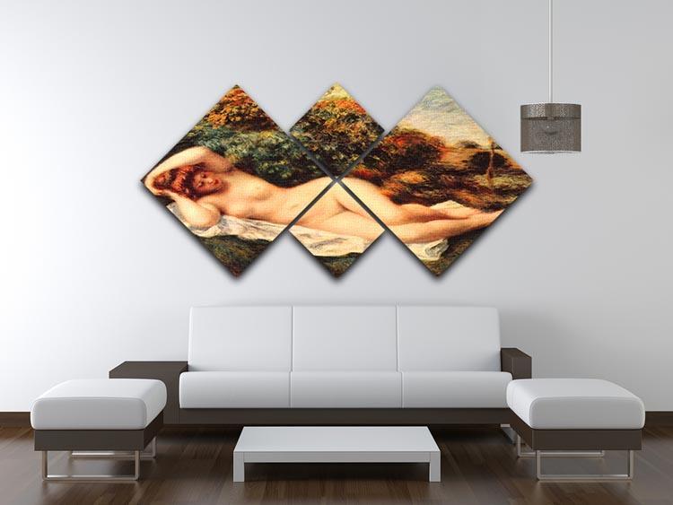 Bathing sleeping the baker by Renoir 4 Square Multi Panel Canvas - Canvas Art Rocks - 3