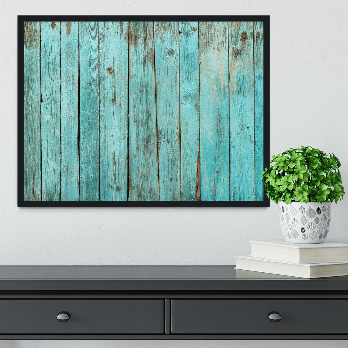 Battered old wooden blue Framed Print - Canvas Art Rocks - 2