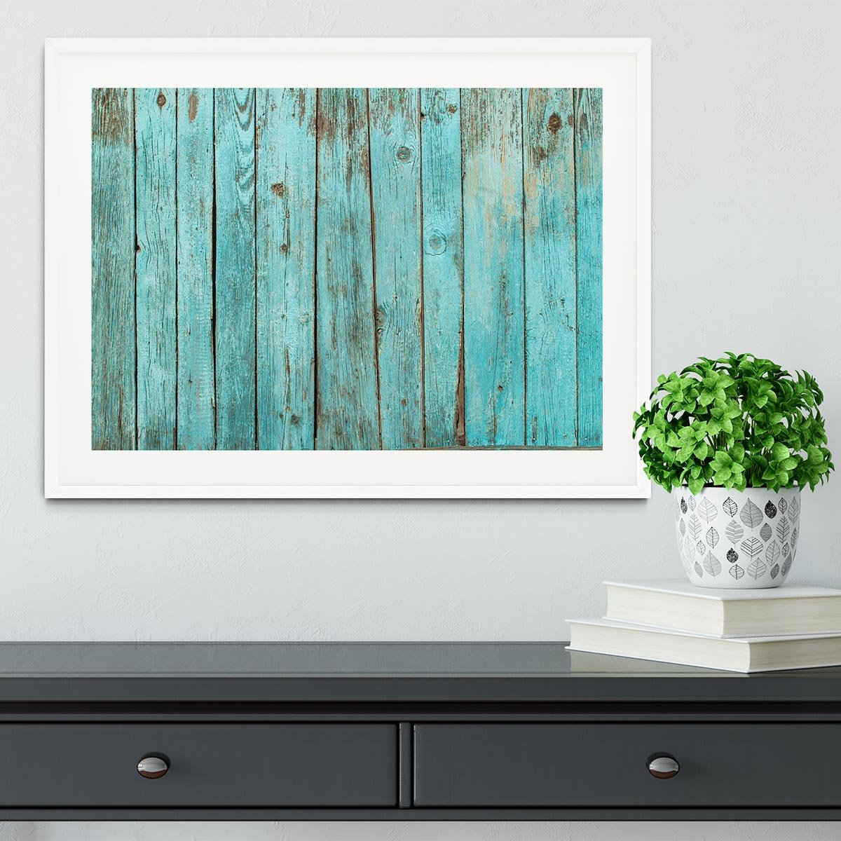 Battered old wooden blue Framed Print - Canvas Art Rocks - 5