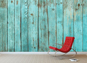 Battered old wooden blue Wall Mural Wallpaper - Canvas Art Rocks - 2