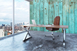 Battered old wooden blue Wall Mural Wallpaper - Canvas Art Rocks - 3