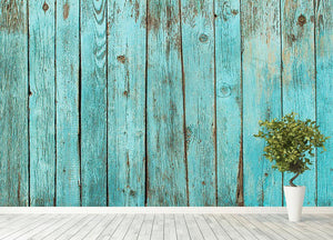 Battered old wooden blue Wall Mural Wallpaper - Canvas Art Rocks - 4
