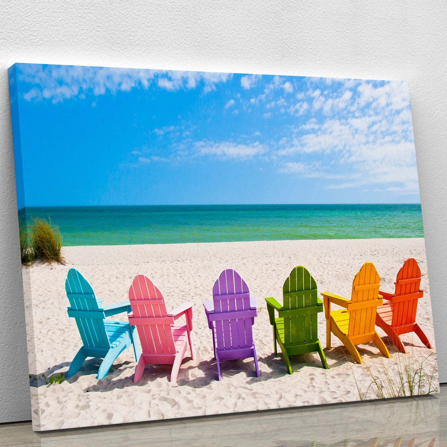 Beach Chairs on a Sun Beach Canvas Print or Poster