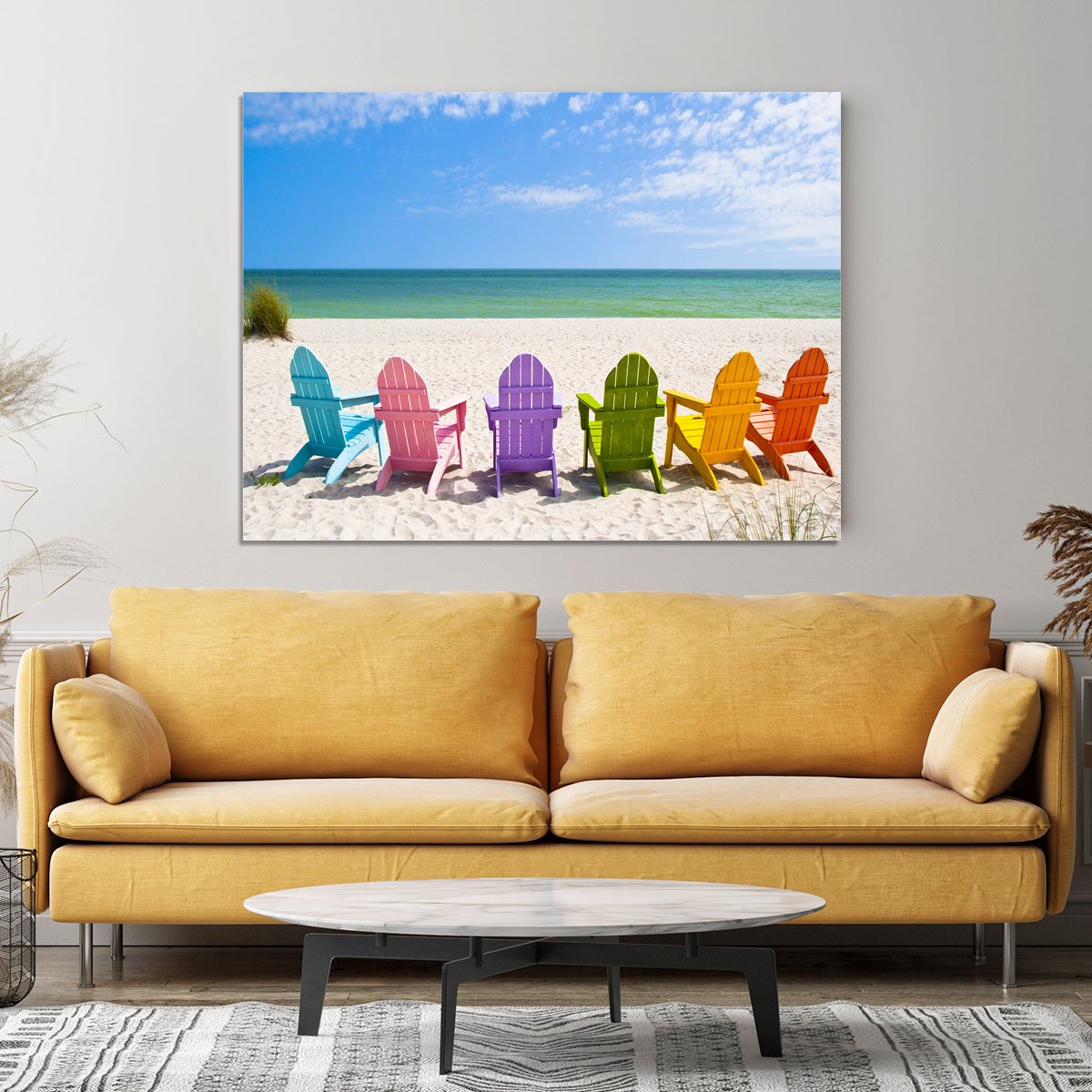 Beach Chairs on a Sun Beach Canvas Print or Poster