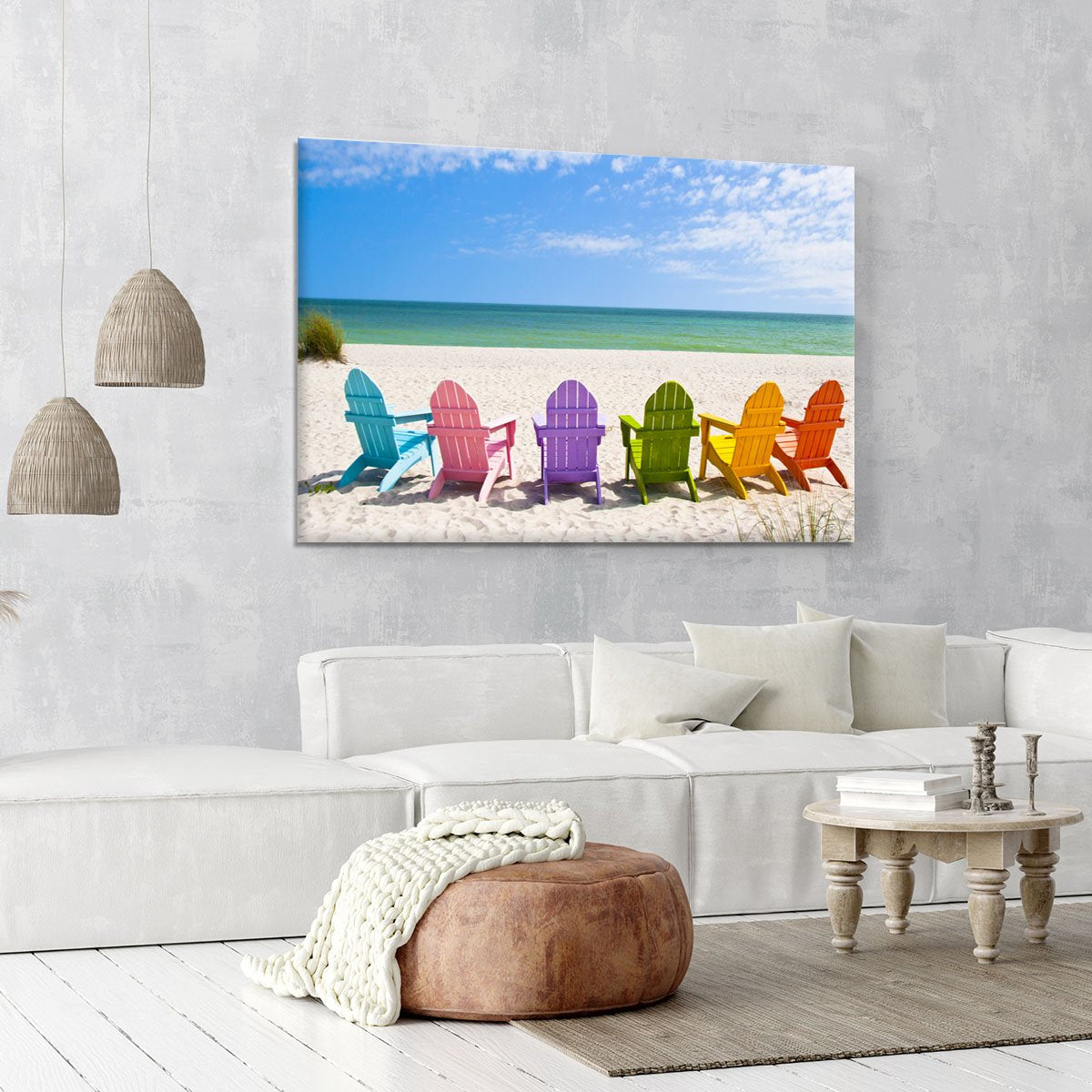 Beach Chairs on a Sun Beach Canvas Print or Poster