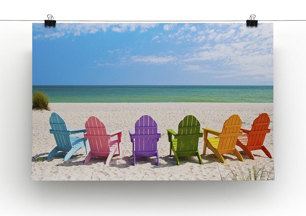 Beach Chairs on a Sun Beach Canvas Print or Poster - Canvas Art Rocks - 2