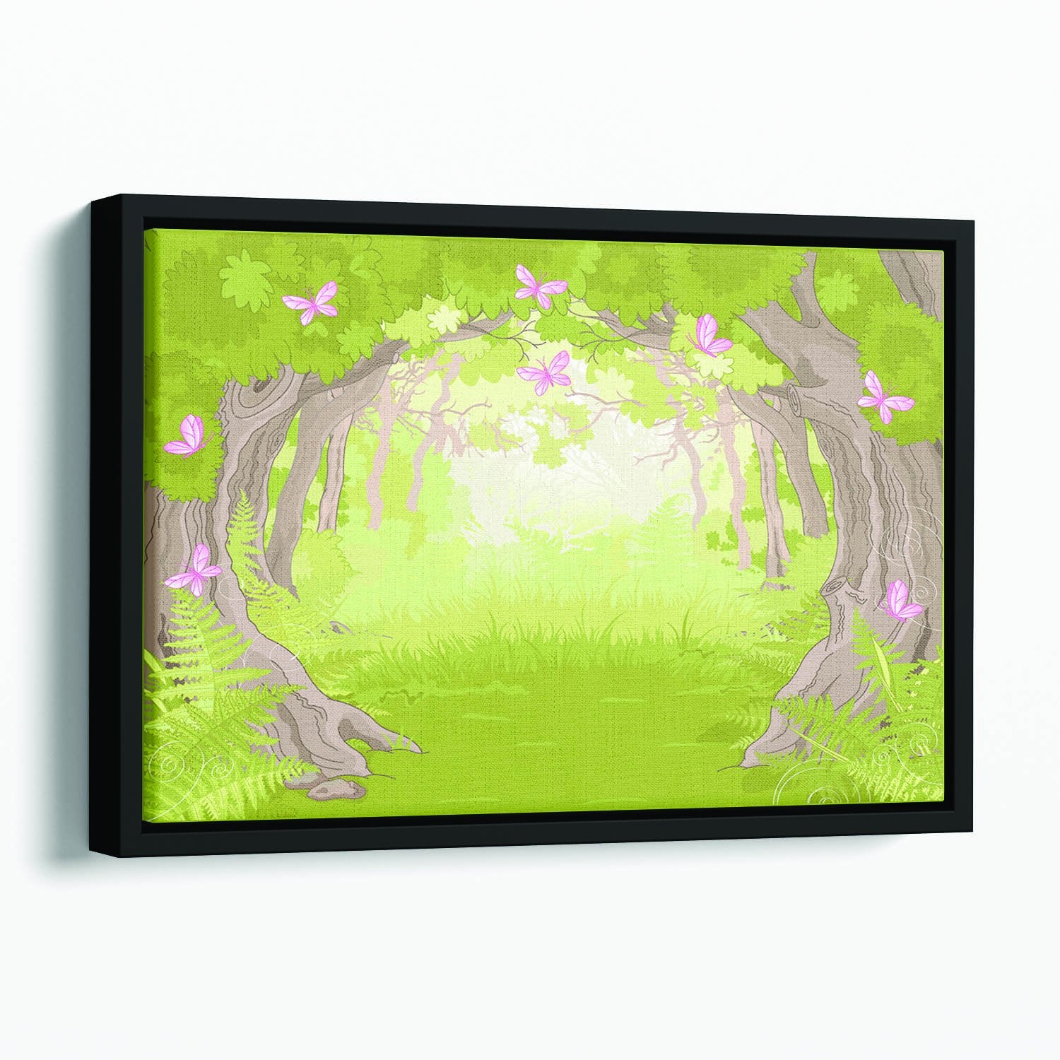 Beautiful Glade in the Magic forest Floating Framed Canvas
