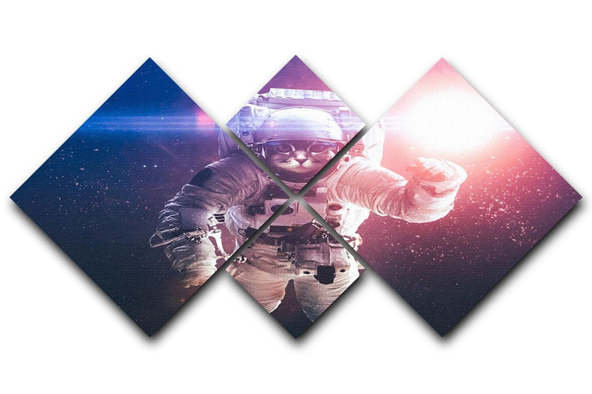 Beautiful cat in outer space 4 Square Multi Panel Canvas - Canvas Art Rocks - 1