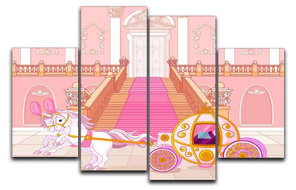 Beautiful fairytale pink carriage 4 Split Panel Canvas  - Canvas Art Rocks - 1