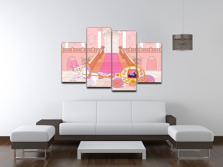 Beautiful fairytale pink carriage 4 Split Panel Canvas - Canvas Art Rocks - 3