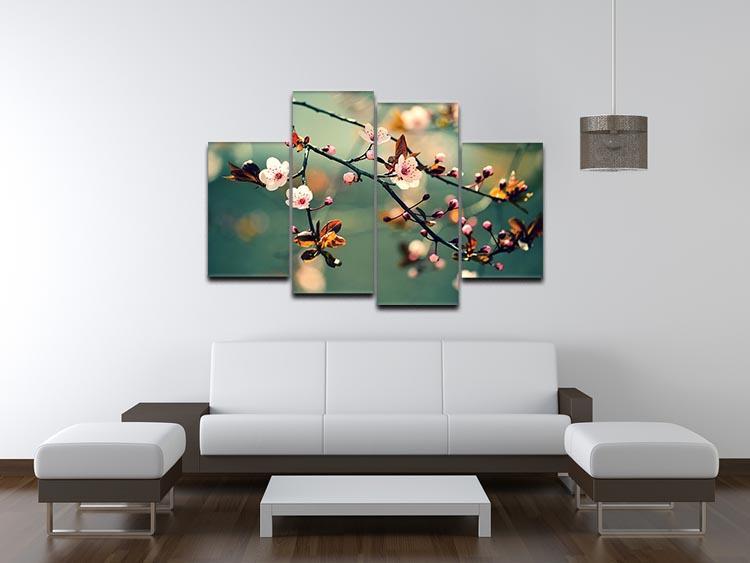 Beautiful flowering Japanese cherry 4 Split Panel Canvas  - Canvas Art Rocks - 3
