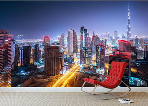 Beautiful night cityscape of Dubai Wall Mural Wallpaper - Canvas Art Rocks - 2