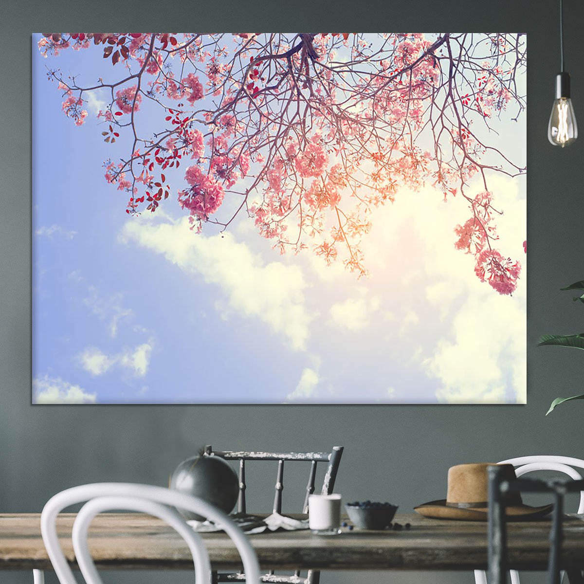 Beautiful tree pink flower in spring Canvas Print or Poster